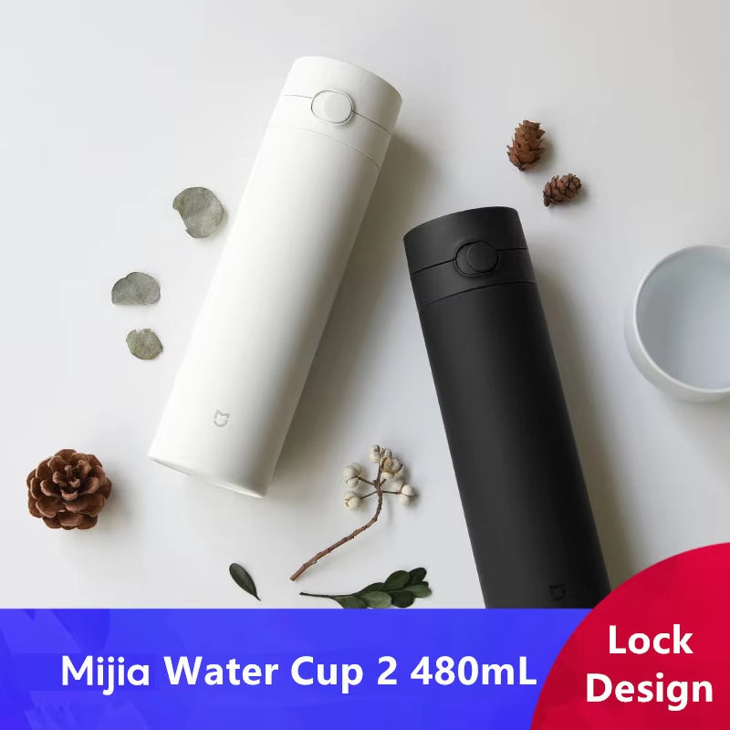 Water Cup 2 Generation 480Ml Thermos Keep Warm/Cold Cup Travel Portable 316L Stainless Steel Lock Design Single Hand Open